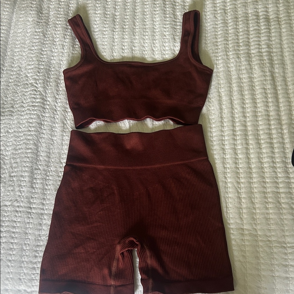 Amazon Women's Burgundy Bike Shorts Set